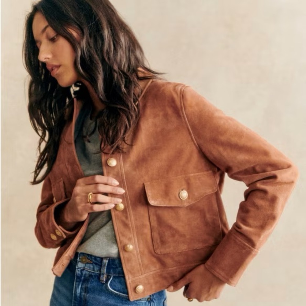 Brand New Sezane Lambskin Suede jacket 36 Small sold out on line